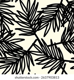Elegant drawn tropical palm tree leaves