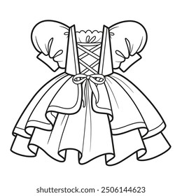 Elegant Dress with a lace-up corset and a fluffy dress with two skirts. Image produced without the use of any form of AI software at any stage.