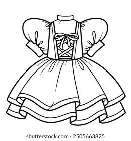 Elegant dress with a lace-up corset and a full skirt. Image produced without the use of any form of AI software at any stage.