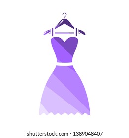 Elegant Dress On Shoulders Icon. Flat Color Ladder Design. Vector Illustration.