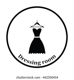 Elegant dress on shoulders icon. Thin circle design. Vector illustration.