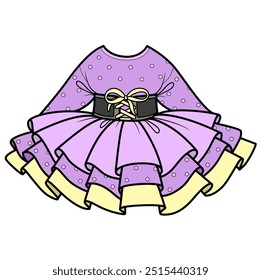 Elegante vestido en lunares con corsé y una mullida falda tutu de tres niveles. Imagen producida sin el uso de ninguna forma de software de IA en ninguna etapa.