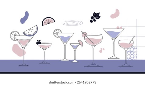 Elegant Drinks in Cocktail Glasses a Fun and Classy Concept