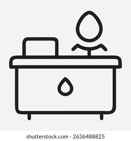 Elegant Drop-Front Desk Line Art Illustration in Minimalist Style