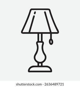 Elegant Drum Shade Lamp Line Art Illustration – Minimalist Home Decor Sketch