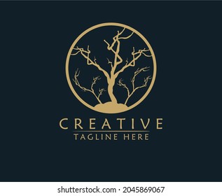 elegant dry tree logo template