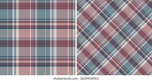 Elegant duo of muted pink, blue, and maroon plaid patterns.  Perfect for textile design, fashion, websites, or home decor projects.