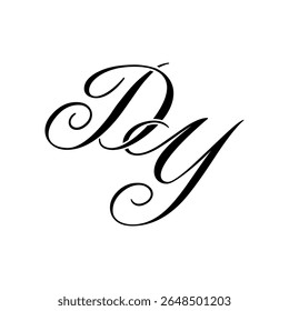 Elegant DY Monogram Logo in Black Script – Luxury Calligraphy Initial Design on White Background
