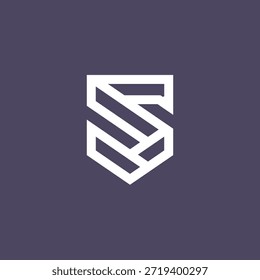 Elegante y dinámica marca de logotipo de escudo geométrico Abstractas con Formas entrelazadas estilizadas de la letra S, perfecto para conceptos modernos de identidad y seguridad de marca comercial