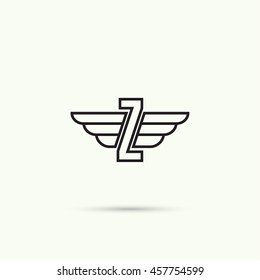 Elegant dynamic alphabet with wings. Letter z