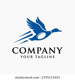 Elegant and dynamic flying mallard duck logo suitable for outdoor gear, hunting clubs, or nature-focused branding.
