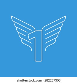Elegant dynamic number with wings. Linear design. Can be used for any transportation service or in sports areas.