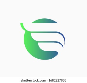 Elegant dynamic symbol of a wing. Vector template logo. Good for delivery or logistic service