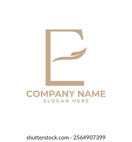 Elegant "E" logo with leaf detail. Nature-inspired, sophisticated design for wellness or beauty brands.
