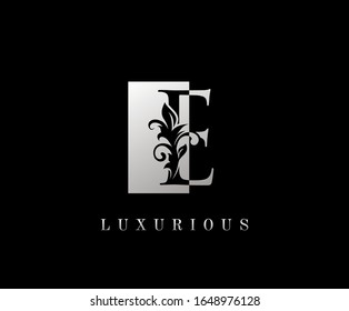 Elegant E Luxury Logo Icon, Vintage Silver E Letter Logo Design.