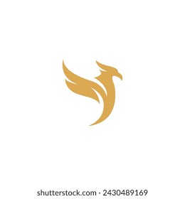 Elegant eagle bird flat vector logo design gold color