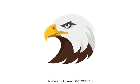 Elegant eagle head illustration with vibrant yellow beak and striking eyes, perfect for logos, branding, and wildlife themed visuals