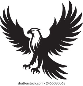 Elegant Eagle Silhouette black vector illustration. Soaring Symbol of Freedom