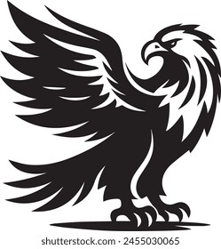 Elegant Eagle Silhouette black vector illustration. Soaring Symbol of Freedom