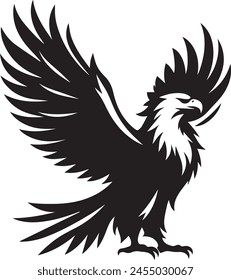 Elegant Eagle Silhouette black vector illustration. Soaring Symbol of Freedom