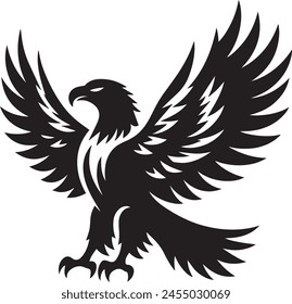 Elegant Eagle Silhouette black vector illustration. Soaring Symbol of Freedom