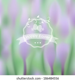 Elegant Easter card on blurred background.Vector illustration