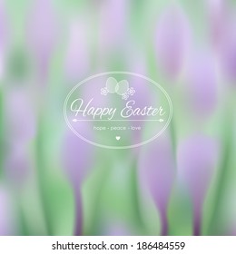 Elegant Easter card on blurred background.Vector illustration