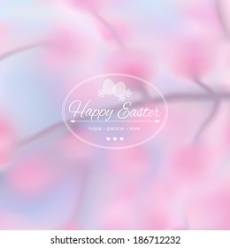 Elegant Easter card on blurred background.Vector illustration