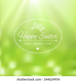 Elegant Easter card on blurred background.Vector illustration