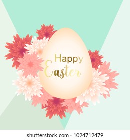 Elegant Easter day greeting card design with blossoms flowers