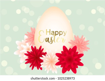 Elegant Easter day greeting card design with blossoms flowers