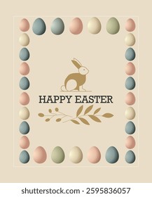 Elegant Easter Design with Bunny and Colorful Egg Border