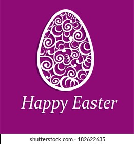 Elegant Easter egg on purple background