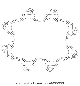 Elegant Easter Frame template design. Happy Easter Frame from Easter Bunny. Spring holiday vector border for greeting card poster cover. EPS 10