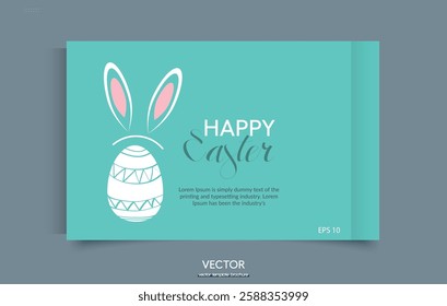 Elegant Easter Greeting Card with Decorative Eggs and Calligraphy.