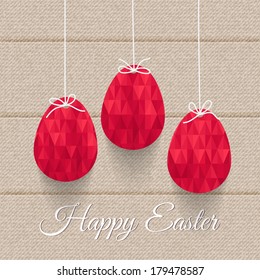 Elegant Easter greeting card with eggs and bows.