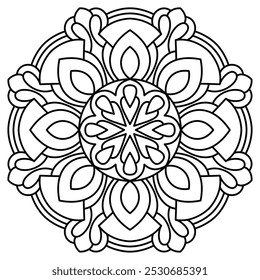 elegant and easy hand drawn mandala design for adults and kids coloring book, mandala art for henna, wall art and tattoo design
