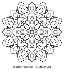 elegant and easy mandala design with clean lines for coloring book, tattoo and henna design, creative mandala art, mandala design for adults coloring book
