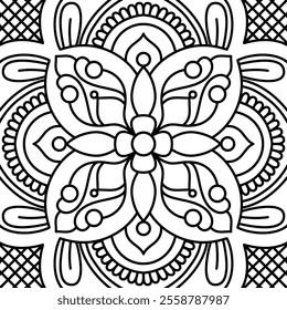 elegant and easy mandala design for coloring book, creative mandala art
