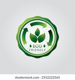 "Elegante logotipo ecológico com uma folha fechada em uma forma circular, simbolizando sustentabilidade, natureza e valores orgânicos. Perfeito para marcas ecológicas e ambientais."