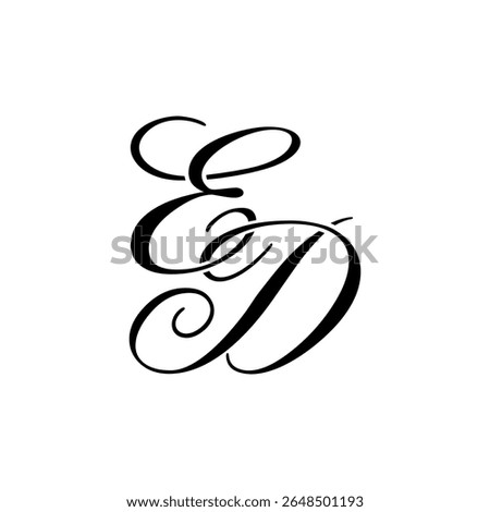 Elegant ED Monogram Logo in Black Script – Luxury Calligraphy Initial Design on White Background	
