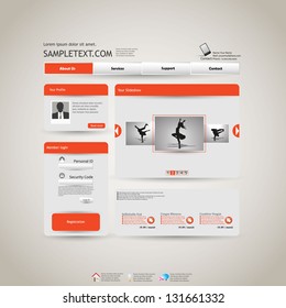 Elegant Editable Website Template, grey and orange