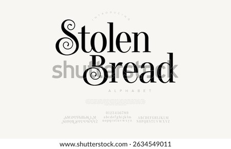 Elegant editorial serif font with stylish curls, perfect for magazine titles and high-end branding