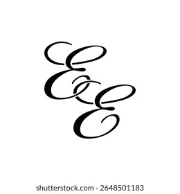 Elegante logotipo monograma EE em preto Script - Caligrafia de luxo Design inicial em fundo branco	
