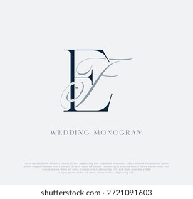 Elegante logotipo de monograma de boda con iniciales entrelazadas EF