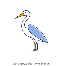 Elegante Ilustración vectorial de icono de pájaro garceta que captura la gracia de este pájaro vadeador en un diseño elegante y artístico. Ideal para proyectos relacionados con la naturaleza, la vida silvestre y las aves