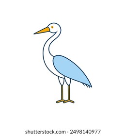 Elegante Ilustración vectorial de icono de pájaro garceta que captura la gracia de este pájaro vadeador en un diseño elegante y artístico. Ideal para proyectos relacionados con la naturaleza, la vida silvestre y las aves