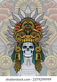 
Elegant egyptian pharaoh skull vector illustration