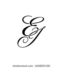 Elegante EIA Monograma Logo em preto Script - Luxo Caligrafia Design inicial em fundo branco	
