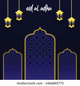 elegant eid al adha design for greeting banner social media post - vector